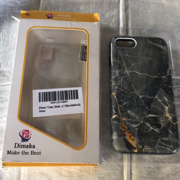 Accessories - iPhone 7 Case Blue Marble Color w/Protector New